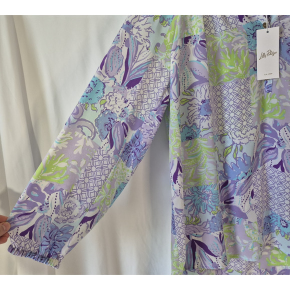 Sold! New w/Tag Lilly Pulitzer Womens Juicy Story Patch Silk Elsa Top XL RT $178 - Picture 6 of 11
